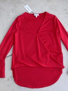 Veronica M Red Wrap-Front Long Sleeve Tunic